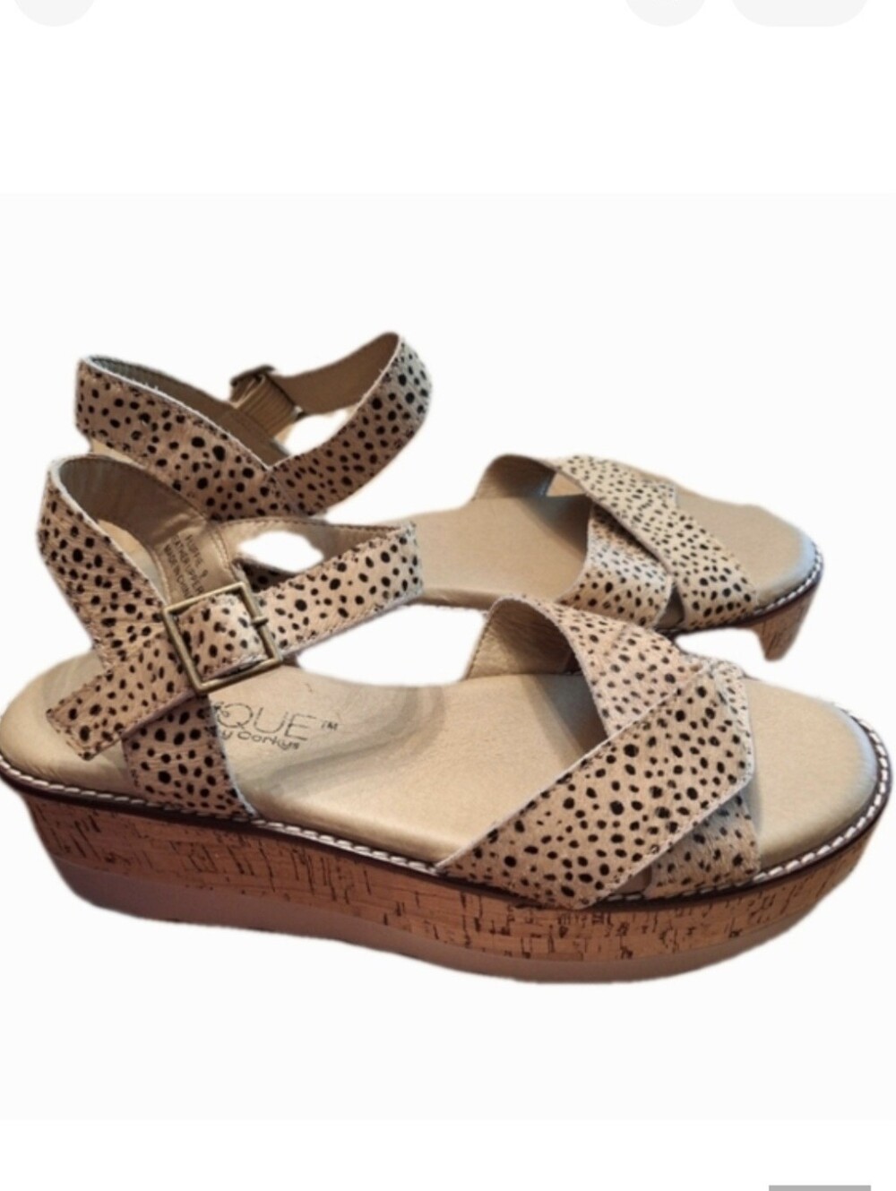 NWOT leather BOUTIQUE BY CORKYS furry platform flatform sandals si…